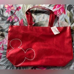 Disney Parks Mickey Mouse Red Rhinestone Accent Tote Bag